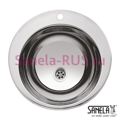 Нержавеющая круглая встраиваемая раковина 360мм SLUN 28A арт: 73282 Sanela Чехия (фото, схема)