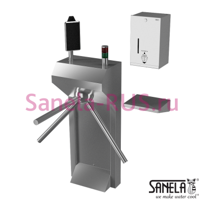 Турникет с подставкой, термо визуальной камерой и дозатором дезинфекции SLKT 04S арт: 38041 Sanela Чехия (фото, схема)
