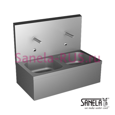 Нержавеющая двойная мойка с автоматическими смесителями SLUN 07ETB арт: 93074 Sanela Чехия (фото, схема)